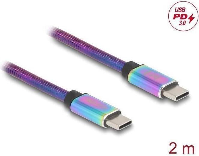 Image du produit Delock Câble USB 2.0 USB Type-C mâle vers mâle avec métal (2 m, USB 2.0, 60 W)