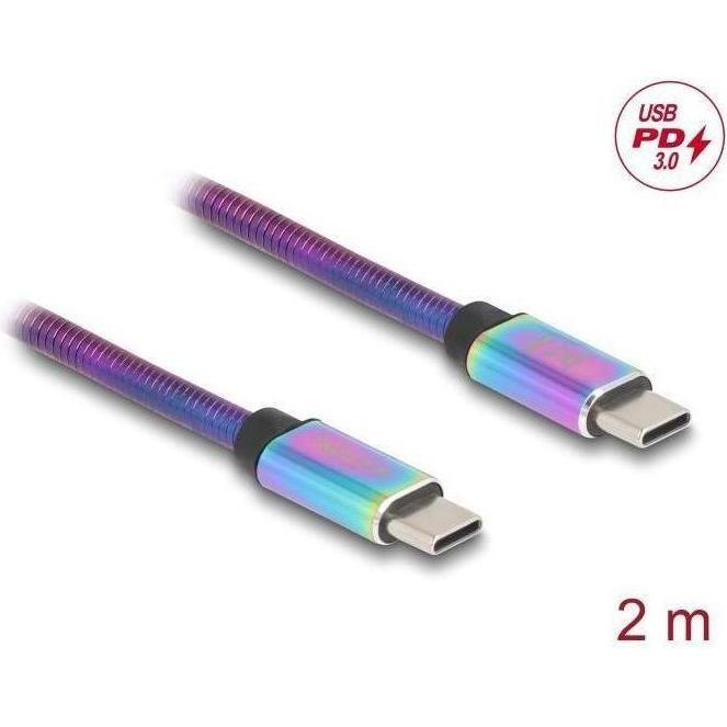 Delock USB 2.0 Kabel USB Type-C Stecker zu Stecker mit Metal (2 m, USB 2.0), USB Kabel