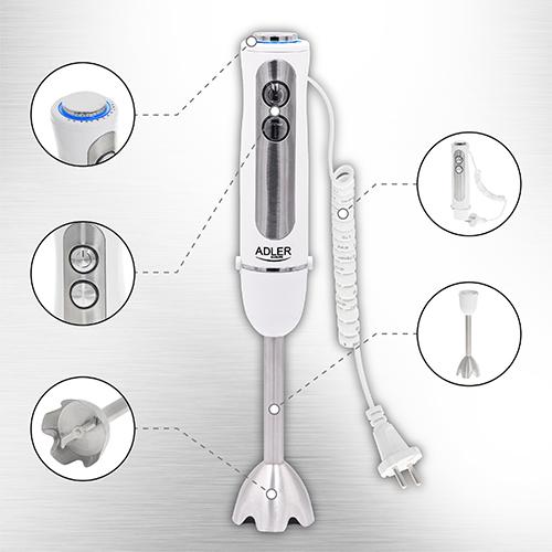 Produktbild Adler AD 4625w Hand Blender, 5 speed settings, 1500W, White