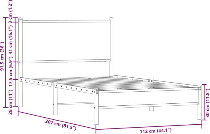 Produktbild vidaXL Bettgestell mit Kopfteil (120 x 200 cm)
