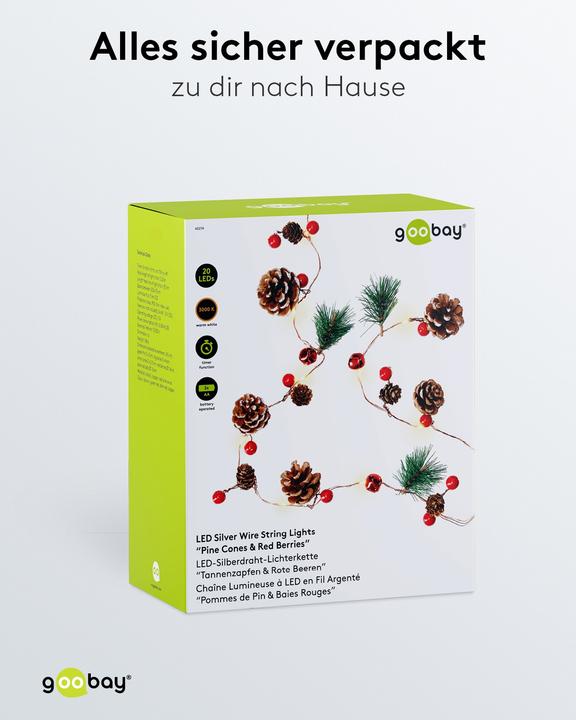 Produktbild Goobay Tannenzapfen & rote Beeren (2.20 m)