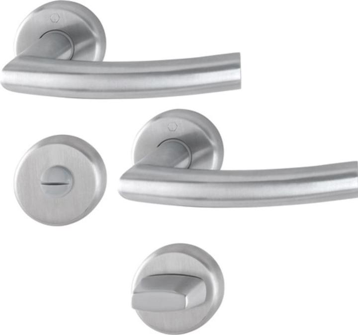 Actual product image Hoppe Rosette set Narvik E1430ZP/17KV/17KVS stainless steel F69 round SK/OL DIN left / right D/D (Door handle)