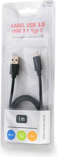 Actual product image Savio CL-101 USB Cable USB 3.2 Gen 1 (3.1 Gen 1) USB A USB C (1 m, USB 3.2 Gen 1)