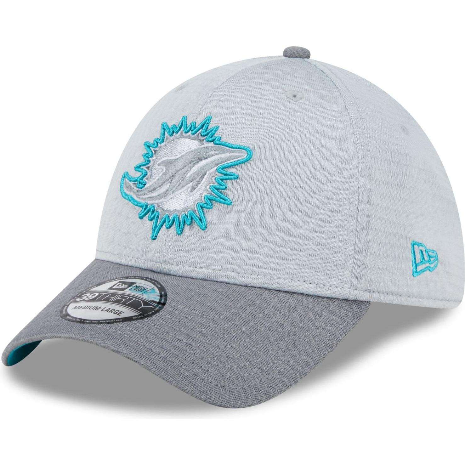 New Era, Herren, Cap, 39Thirty Cap - NFL TRAINING 2024 Miami Dolphins - M/, Grau, (M)