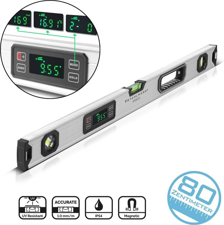 Actual product image Stahlwerk Digital spirit level DW-800 ST made of aluminium with 800 mm length (80 cm)