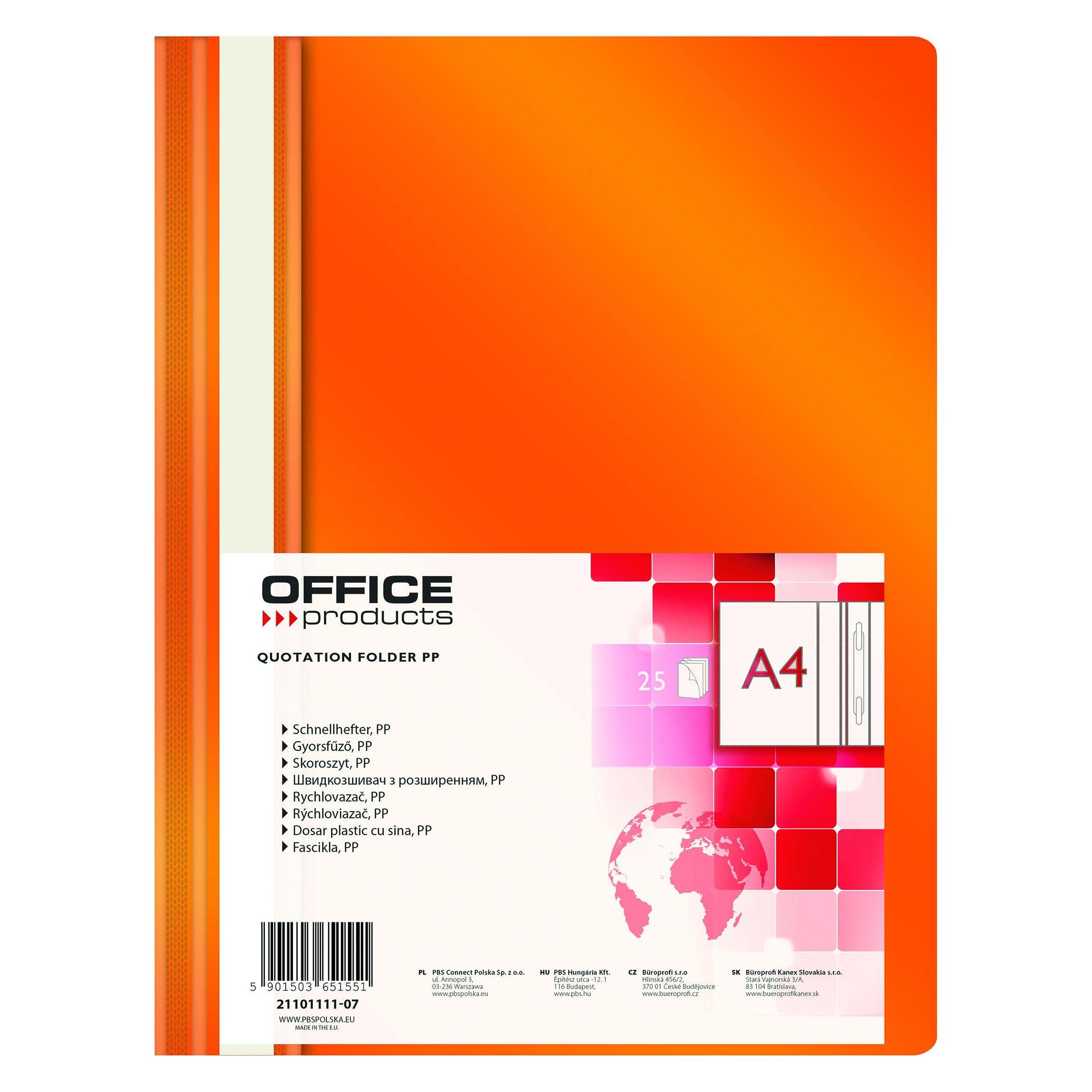 Office Products, Map, Rapportmap, Pp, A4, Zacht, 100/170 Micron, Oranje