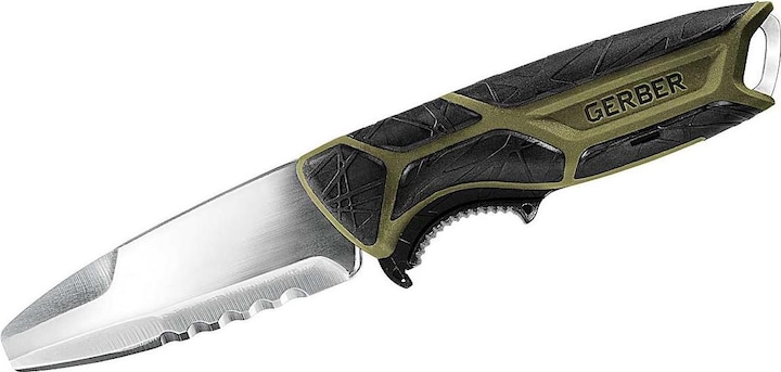 Immagine prodotto Gerber Gear Coltello da cintura Gerber CROSSRIVER, acciaio 9Cr18MoV, codolo pieno, lama parzialmente (8 cm)