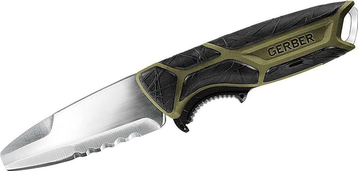 Gerber Gear Coltello da cintura Gerber CROSSRIVER, acciaio 9Cr18MoV, codolo pieno, lama parzialmente (8 cm)