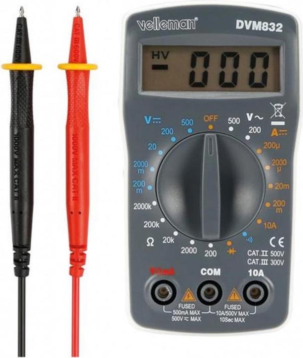 Immagine prodotto Velleman Multimetro DVM832 (CAT II 500V, CAT III 300V)
