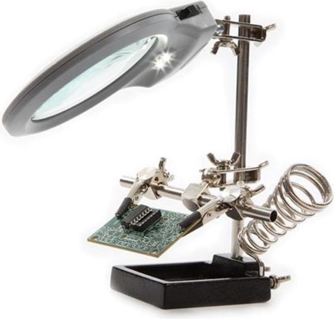 Immagine prodotto Velleman Terza Mano Con Lente D'Ingrandimento, Lampada A LED E Supporto Per Saldatore (Punta di saldatura)