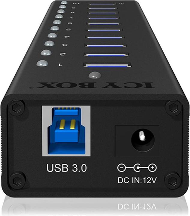 Image du produit Icy Box Hub USB haute vitesse et connexion Pug Play ,IB-AC6110 (USB-B, 10 Ports)