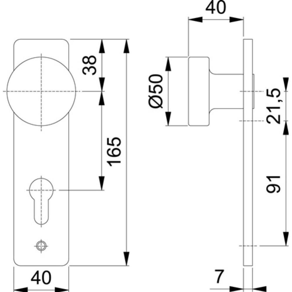 Thumbnail - Hoppe, Türgriff + Fenstergriff, Knopfkurzschild 58/202K Aluminium F1 Entfernung 72 mm PZ (Türgriff)
