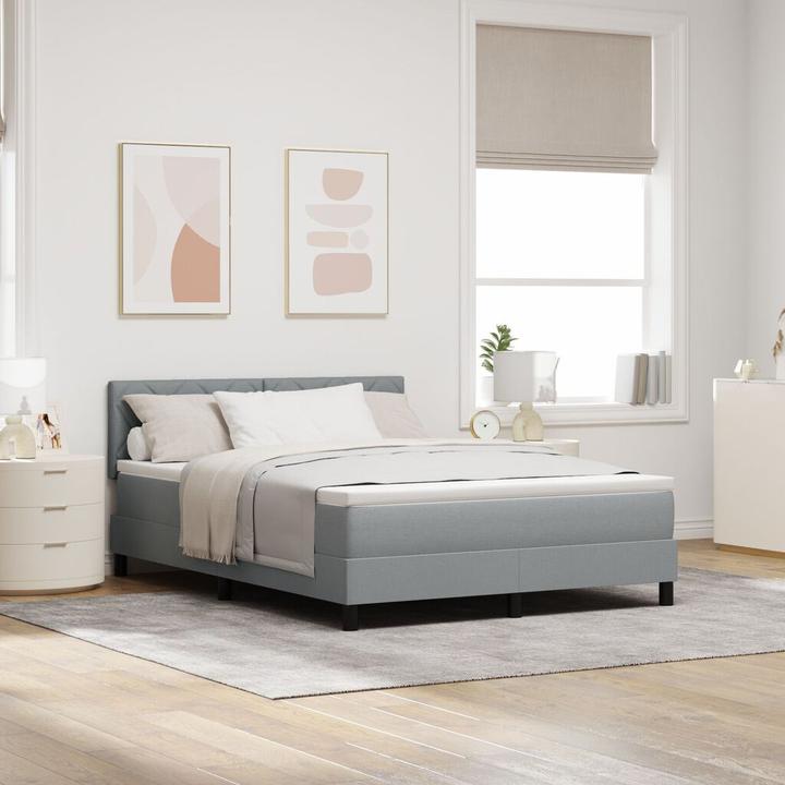 Actual product image VidaXL Box spring bed with mattress & LED light grey 160x200 cm fabric (160 x 200 cm)