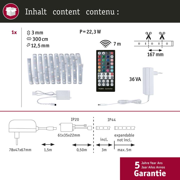 Immagine prodotto Paulmann Set di strisce MaxLED 250 (Multicolore, 300 cm, Interno)