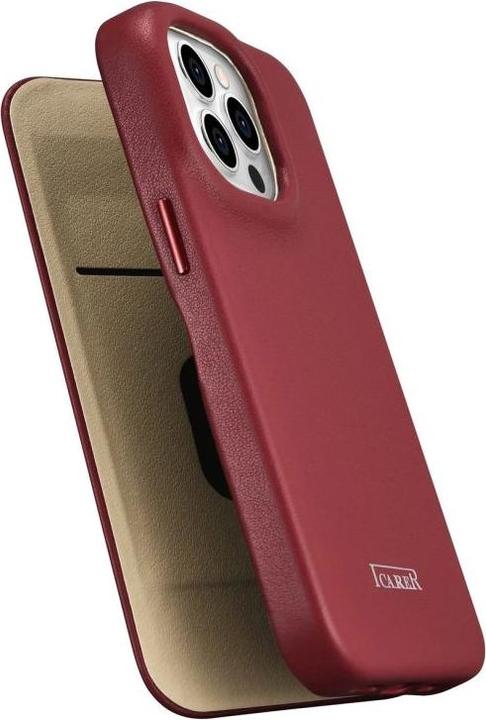 Actual product image iCarer CE Premium Leather Folio Case for iPhone 14 Pro Magnetic Flip Leather Folio Case MagSafe Red (Apple iPhone 14 Pro)