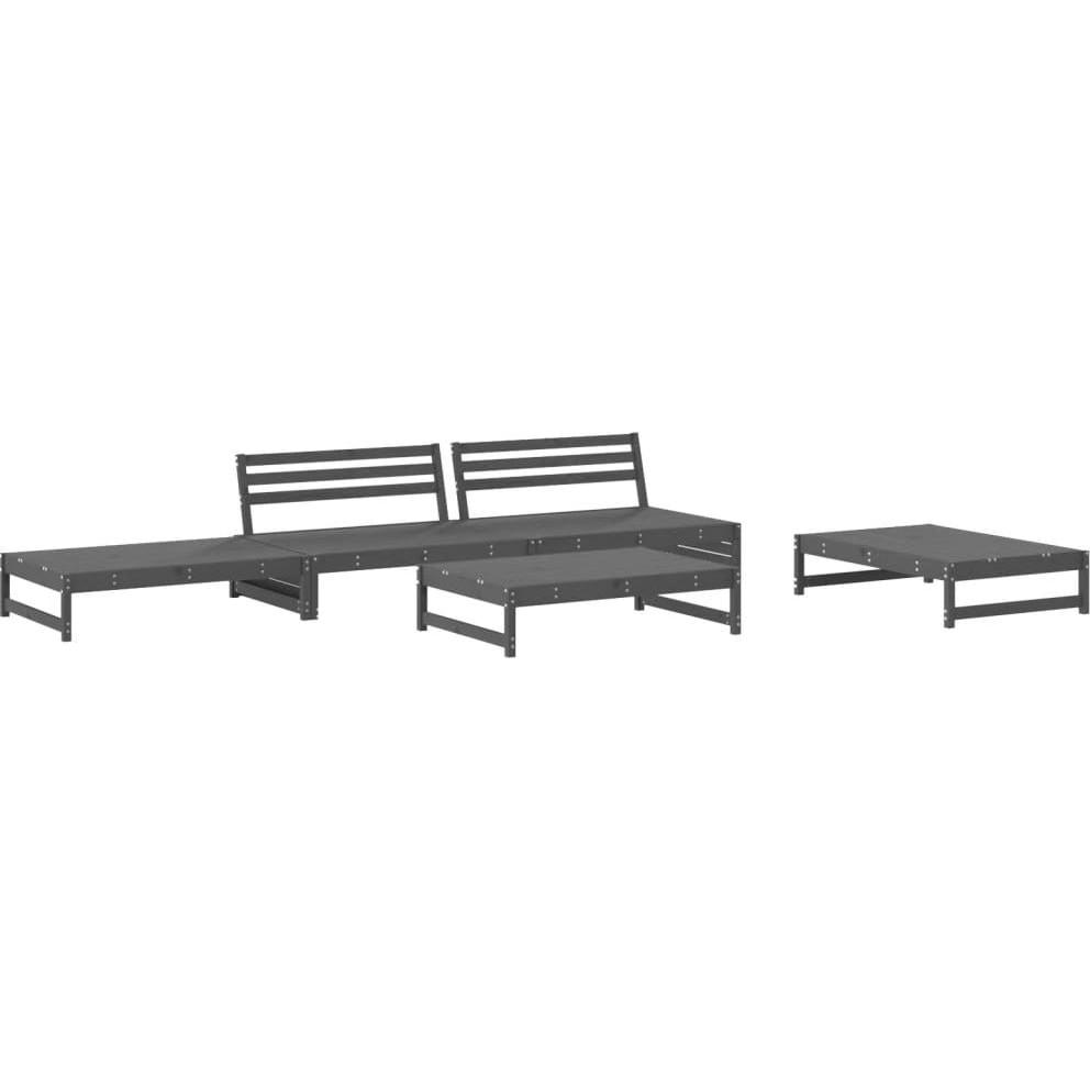 VidaXL, Gartenlounge, 5-tlg. Garten-Lounge-Set Grau Massivholz Kiefer,Farbe