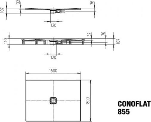 Image du produit Kaldewei Conoflat 855-2 80x150cm avec support polystyrène