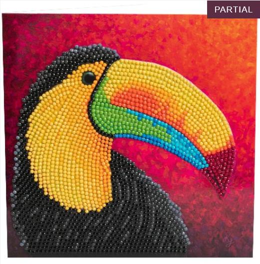 Craft Buddy Toucan, Card 18x18cm Crystal Art
