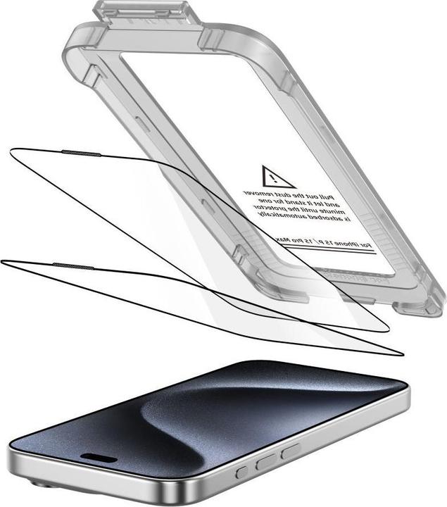 Immagine prodotto Tech-Protect Quick Set+ 2er-Pack Panzerglas für iPhone 15 Pro Max - Schwarz (2 Pezzo/i, Apple iPhone 15 Pro Max)
