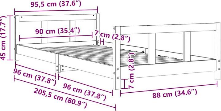 Produktbild vidaXL Kinderbett (90 x 200 cm)