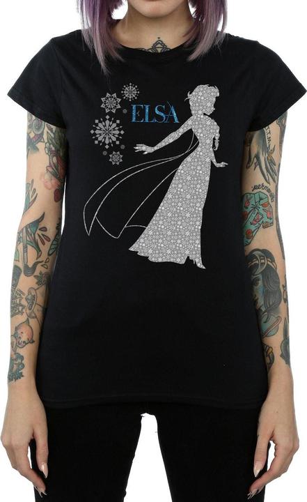 Actual product image Disney Womens/Ladies Frozen Elsa Christmas Silhouette Cotton T-Shirt (L)