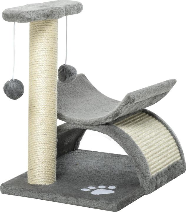 Produktbild PawHut Katzenkratzbaum mit Ball (43 cm, Hellgrau)