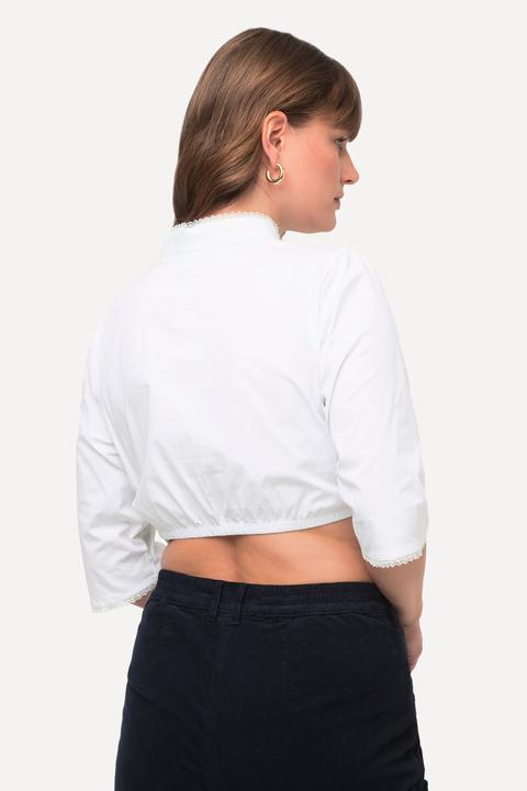 Produktbild Ulla Popken Dirndlbluse, Stehkragen, Spitze, V-Ausschnitt, 3/4-Arm (52)