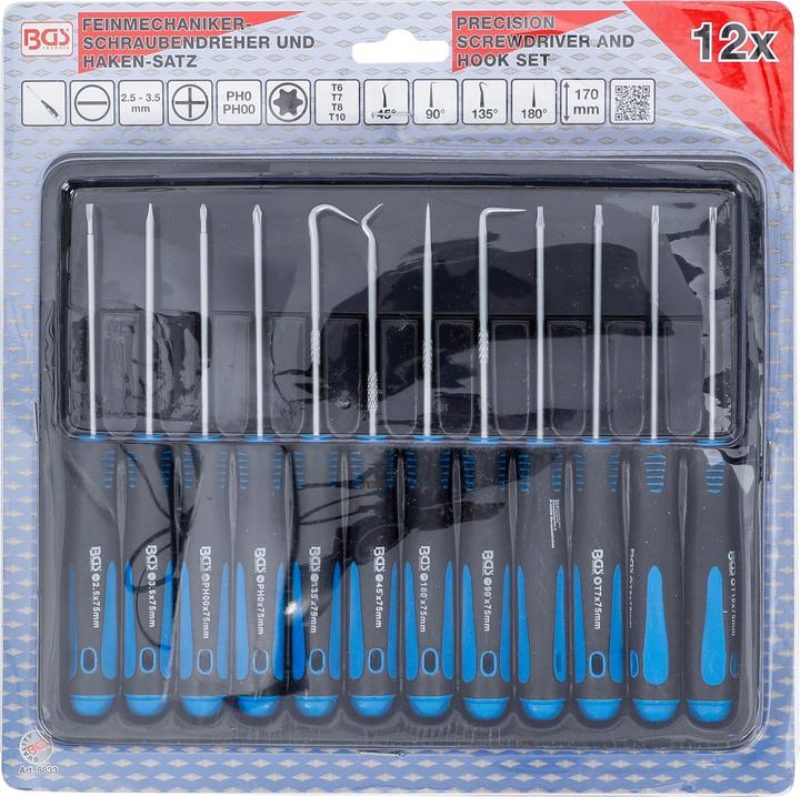 Produktbild BGS Feinmechaniker-Schraubendreher und Haken-Satz 12-tlg. (Torx (TX))