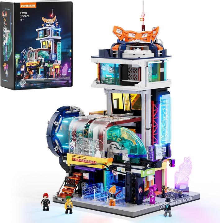 Lumibricks Cyberpunk Floating Train Station
