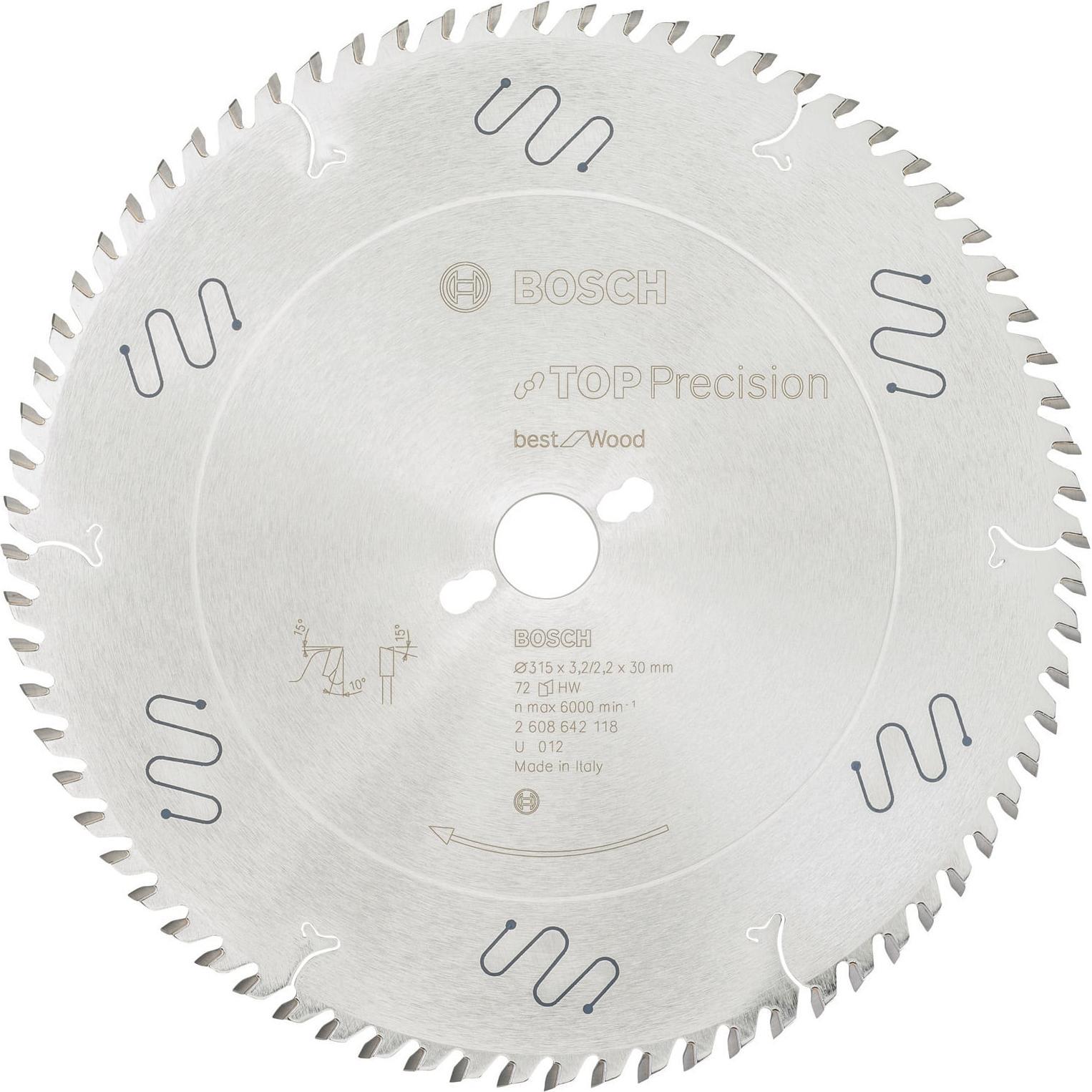Bosch Professional Zubehör, Lama, Lama circolare Top Precision Best for Wood, 315 x 30 x 3,2 mm, 72