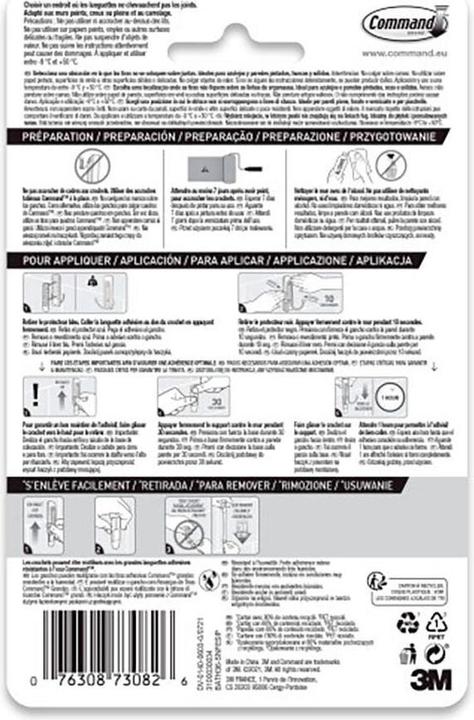 Produktbild 3M Command double hook, large, satin nickel, 1 unit + 2 strips, max 1.8 kg