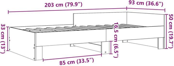 Actual product image vidaXL Bettgestell (90 x 200 cm)