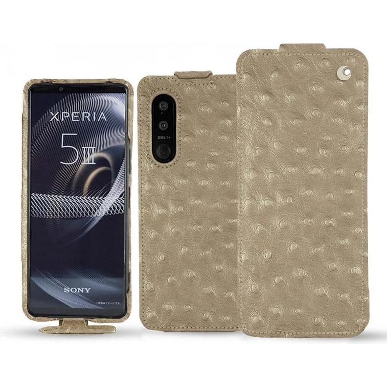 Noreve Lederschutzhülle vertikal (Sony Xperia 5 III), Smartphone Hülle, Beige