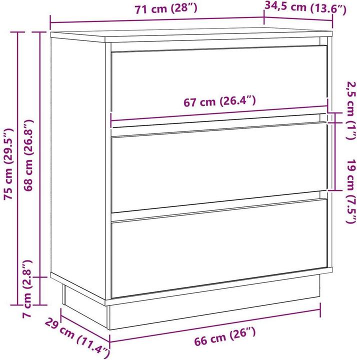 Immagine prodotto vidaXL Nachttisch (34.50 x 71 x 75 cm)