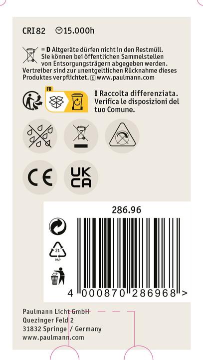Image du produit Paulmann Lampe à usage général (E27, 7 W, 806 lm, 1 x, E)