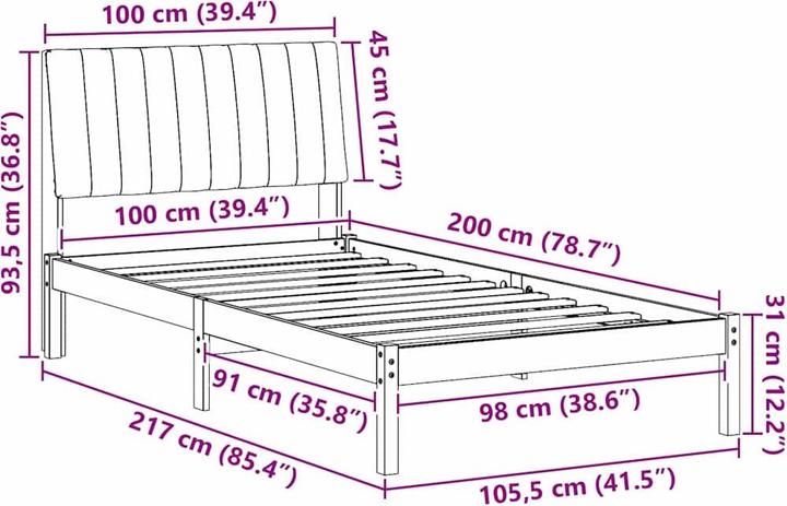 Actual product image vidaXL Bettgestell (100 x 200 cm)
