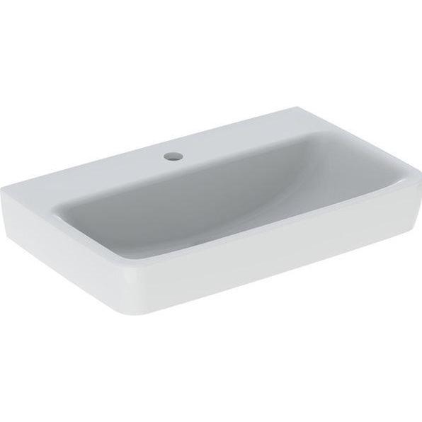 Geberit, Waschbecken, Renova Compact Waschtisch, 650x370mm, mit Hahnloch, ohne Überlauf (650 mm, 190 mm)