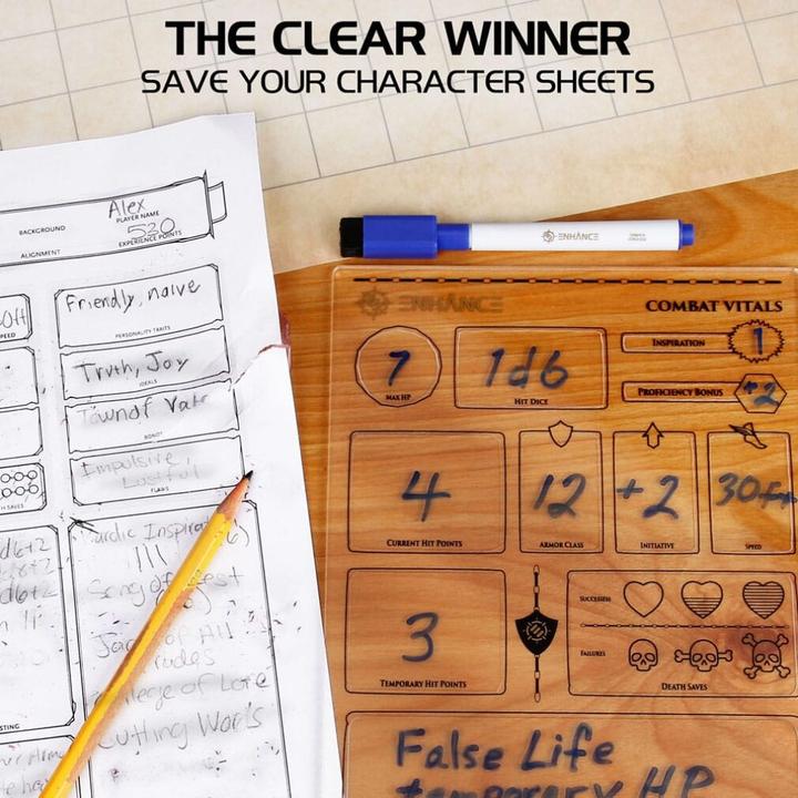 Actual product image Enhance Tabletop Acrylic Character Sheets Clear (Plastic)