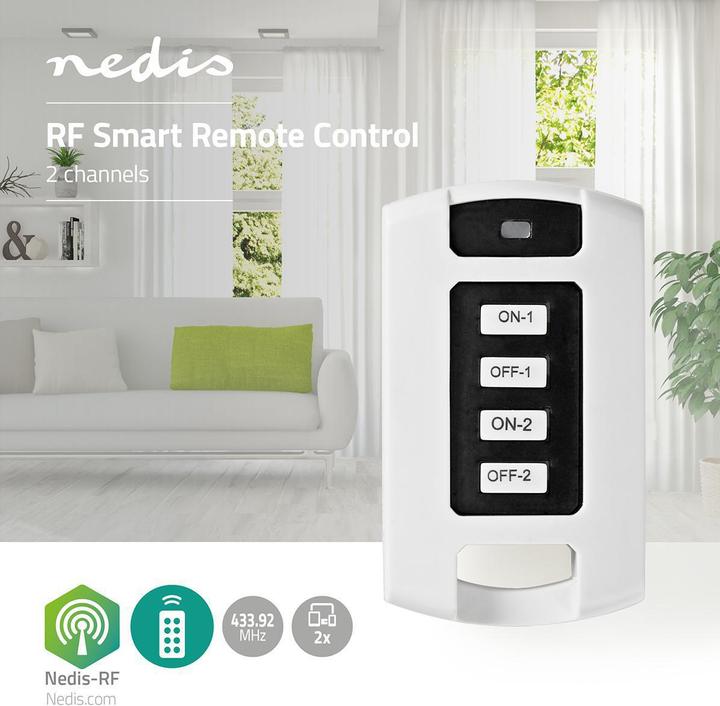 Immagine prodotto Nedis Telecomando RF a 2 canali - Bianco (Telecomando universale, Radio frequenza (RF))