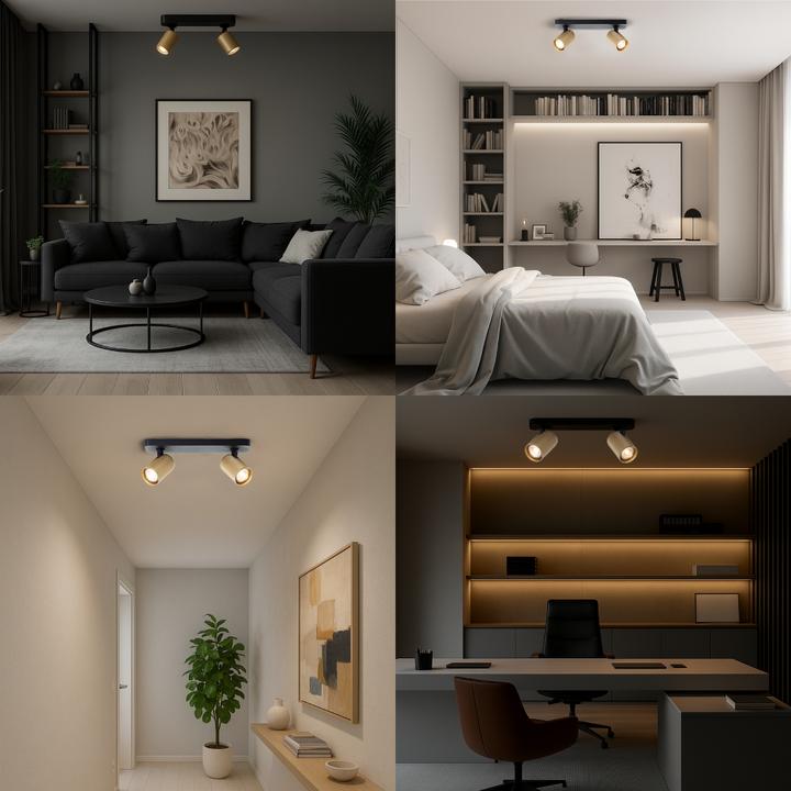 Produktbild Brilliant Plafondspot Marty GU10 2x5W 3000K - Zwart/Goudkleurig (350 lm, GU10)