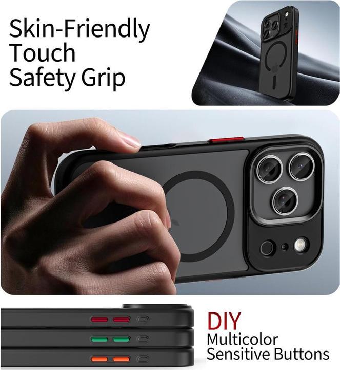 Produktbild Tech-Protect MagMat XT 4er-Set MagSafe Case für iPhone 17 Pro - Mattschwarz (Apple iPhone 17 Pro)