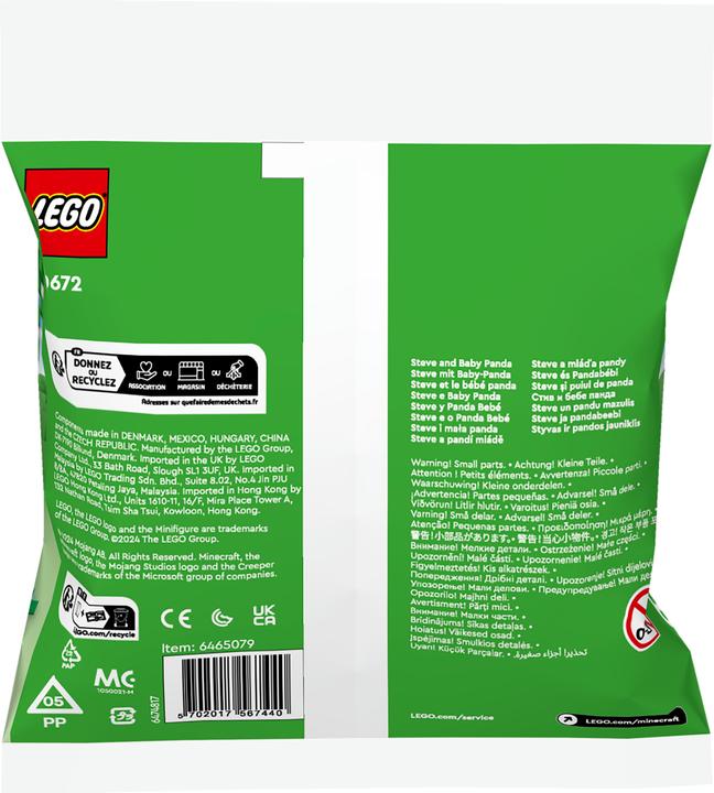 Productafbeelding Minecraft 30672 Steve met babypanda (30672, LEGO Minecraft)