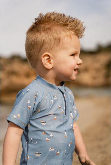 Actual product image Little Dutch Sailors Bay Short Sleeve Swimsuit Dark Blue - 98/104 (98)