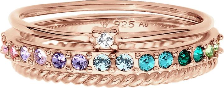 Immagine prodotto Elli Anello di cristallo, multicolore, set di anelli (62, 925 Argento)