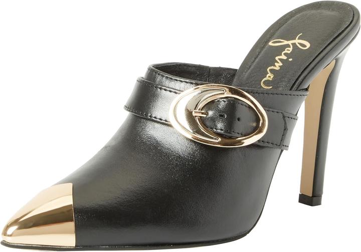 Zitha Damen Pumps mit Stilettoabsatz, goldener Zehenkappe und Riemchen (36)
