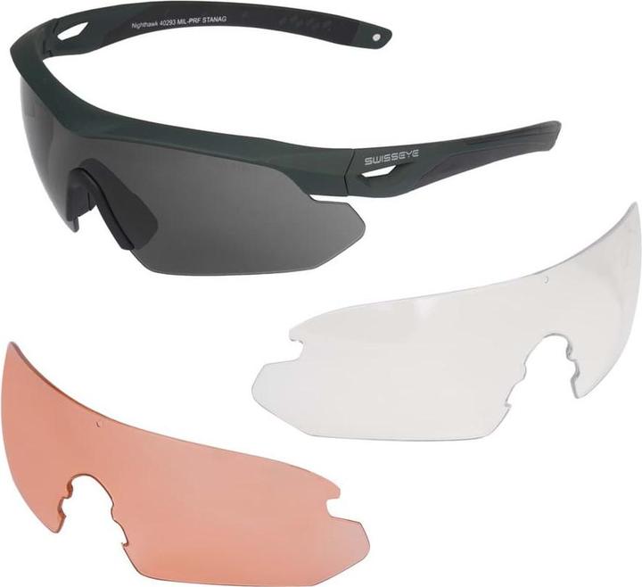 Image du produit Swiss Eye Swisseye Tactical - Lunettes Nighthawk rubber green Jeu de 3 verres