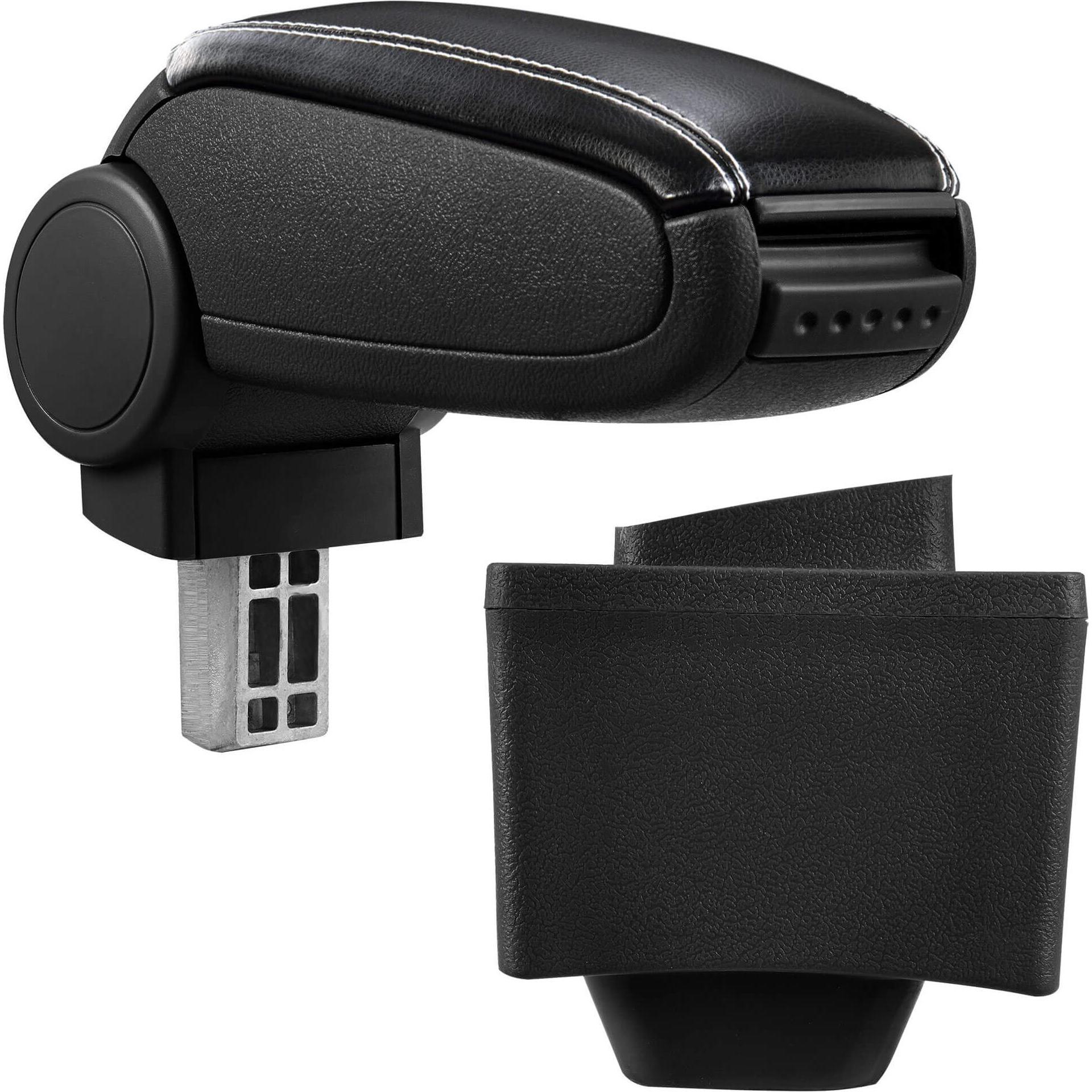 Pro-Tec, Auto Innenraum Zubehör, Mittelarmlehne Audi A3 S3 8L 96-03 mit Staufach Kunstleder Schwarz mit weissen Nähten