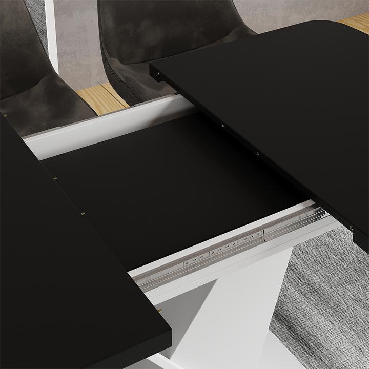 Actual product image Vicco Dining table Fenaro, Black/white/White, 120 x 80 cm extendable (120 x 80 x 77.40 cm)