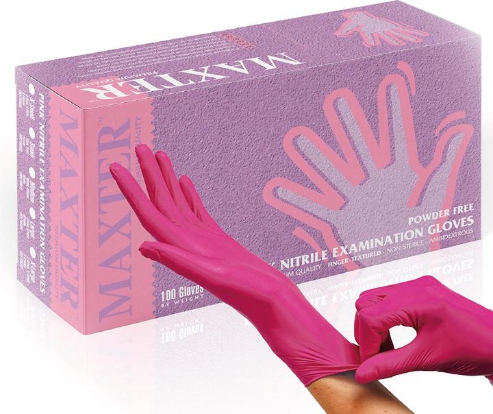 Image du produit NoName Gants nitrile non poudrés MAXTER, 100 pcs, taille M, rose (M)