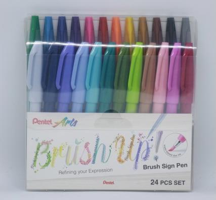 Image du produit Pentel Stylo de signalisation à brosse (Multicolore, 24 x)